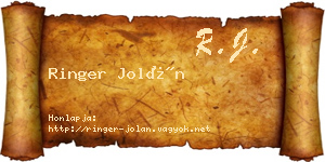 Ringer Jolán névjegykártya